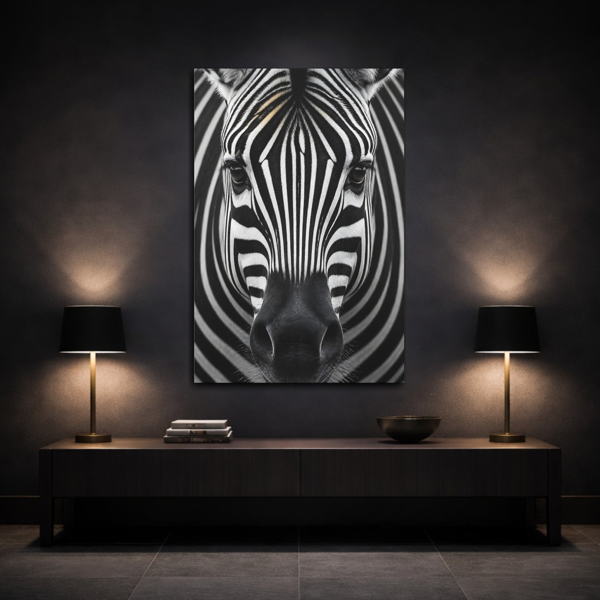 Mockup 3. Animals Zebra Wildlife Portrait shown as canvas print