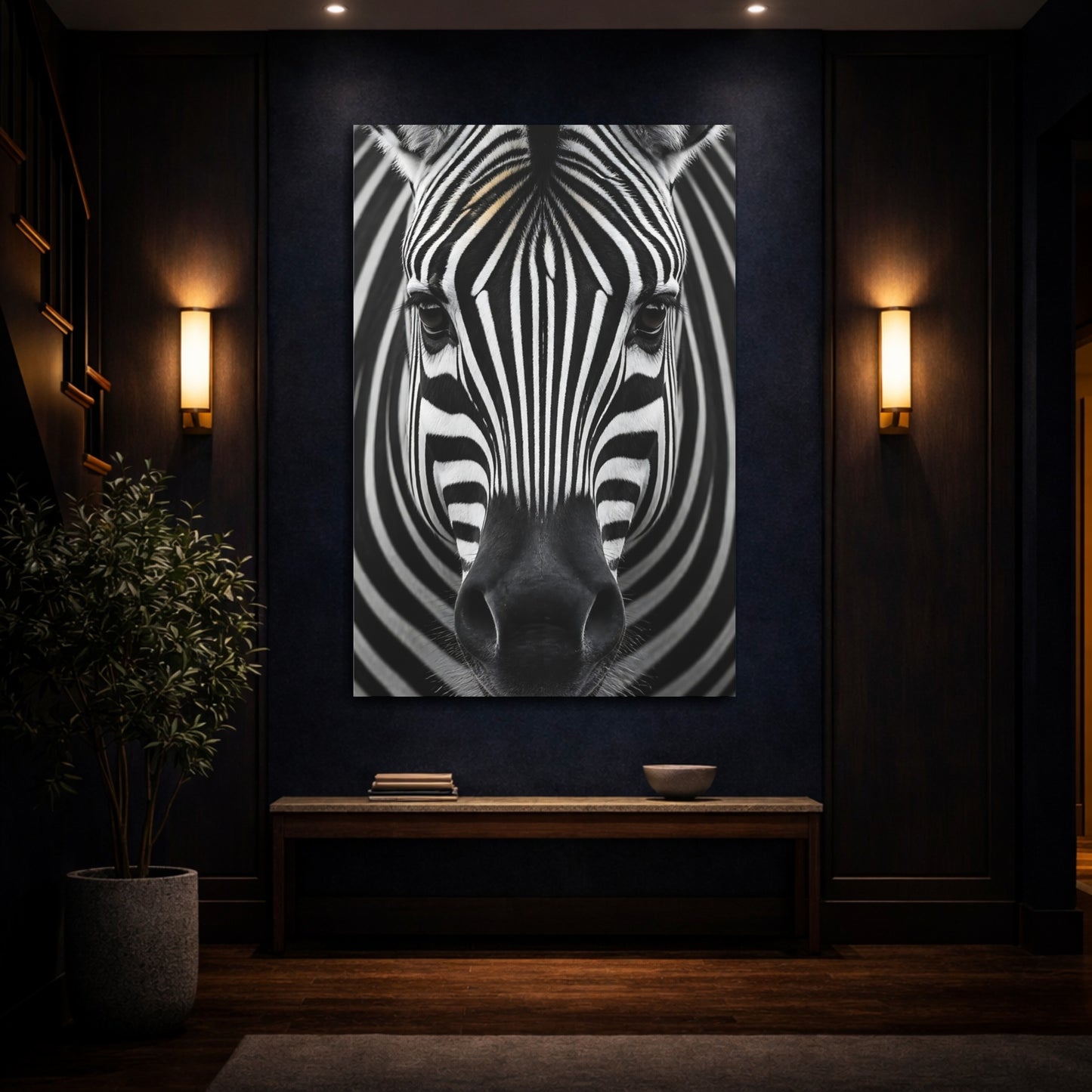 Mockup 4. Animals Zebra Wildlife Portrait shown as canvas print