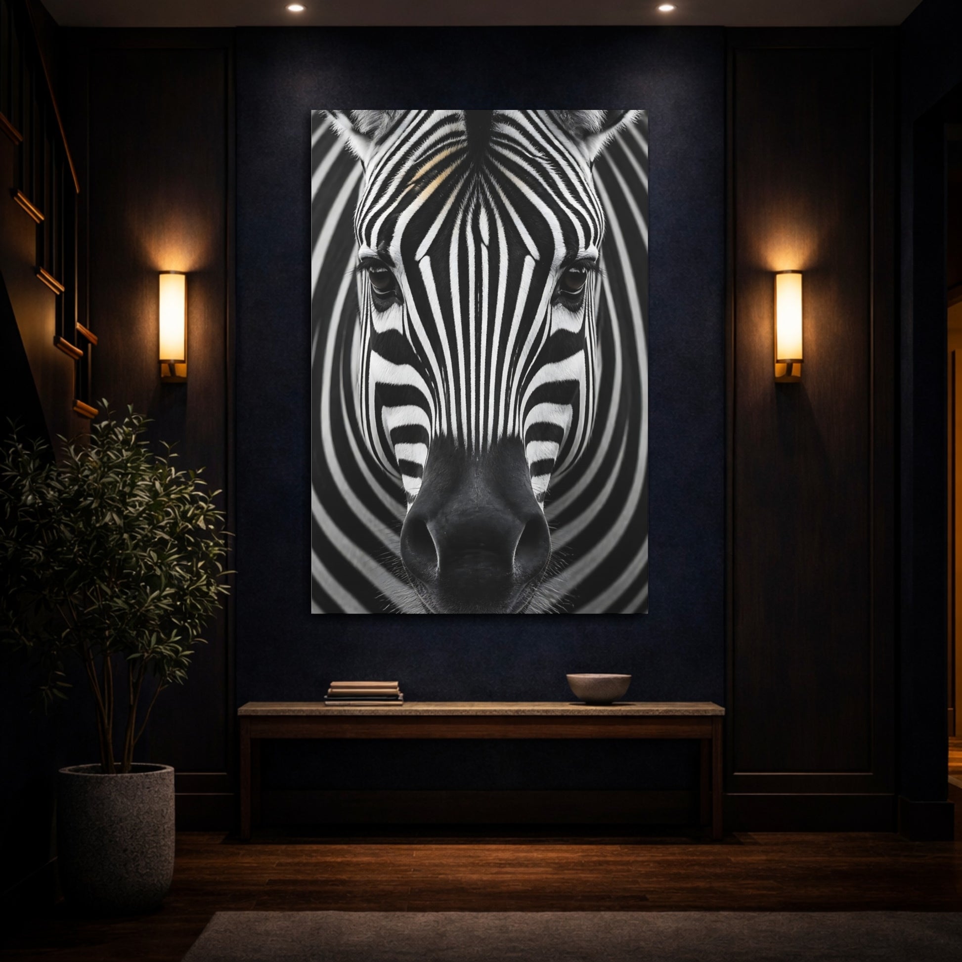 Mockup 4. Animals Zebra Wildlife Portrait shown as canvas print