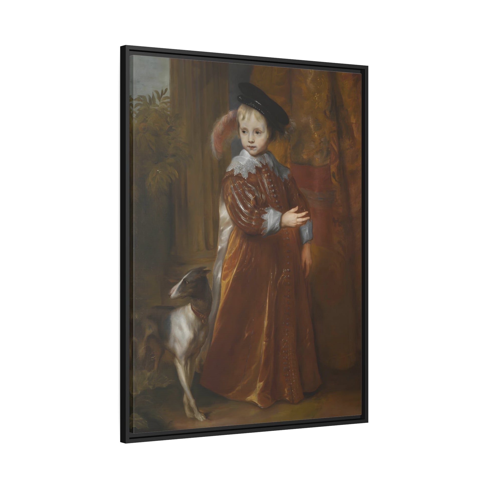 Anthony van Dyck Prince Willem Young Boy with a Dog - Framed Canvas Print