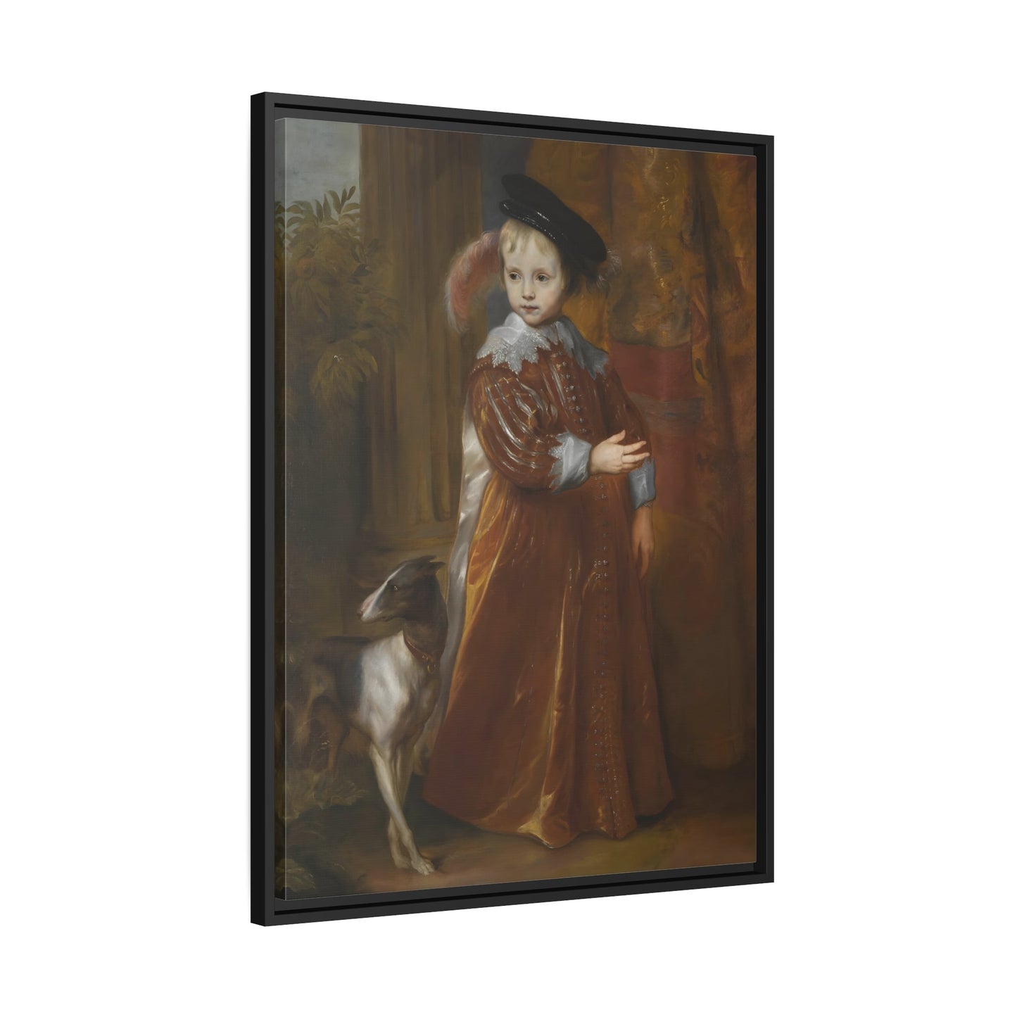 Anthony van Dyck Prince Willem Young Boy with a Dog - Framed Canvas Print