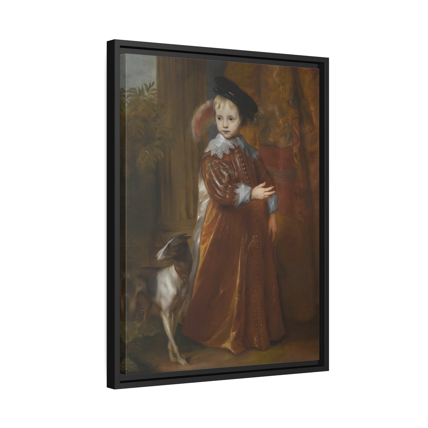 Anthony van Dyck Prince Willem Young Boy with a Dog - Framed Canvas Print