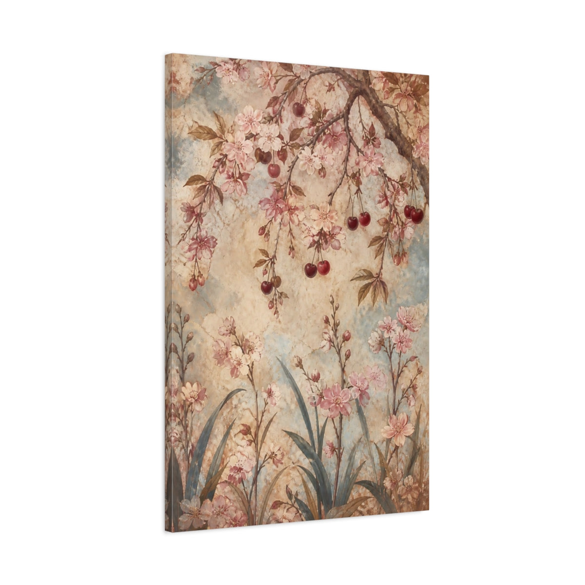 Main Mockup. Antique Cherry Blossom Flowers shown as canvas print