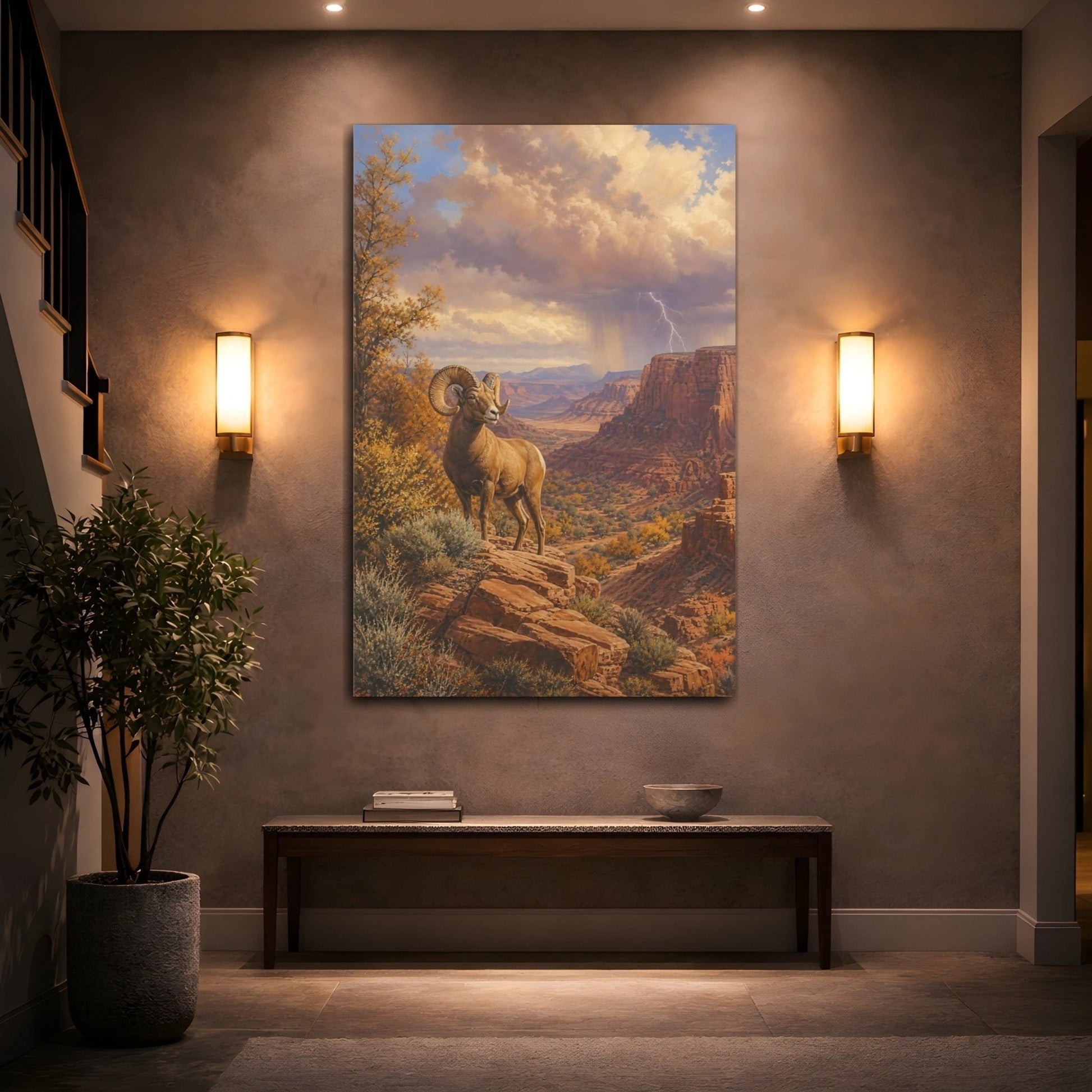 Antique Natural History Scene Painting Desert Canvas Wall Art Print – Realistic Living Room, Large - YesArtYes