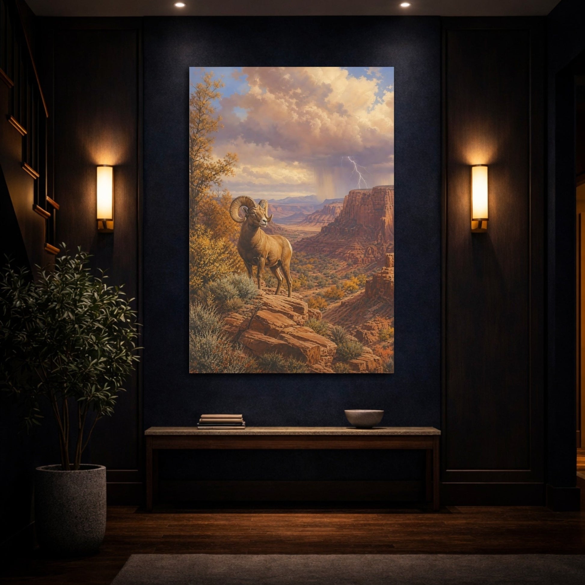 Antique Natural History Scene Painting Desert Canvas Wall Art Print – Realistic Living Room, Large - YesArtYes