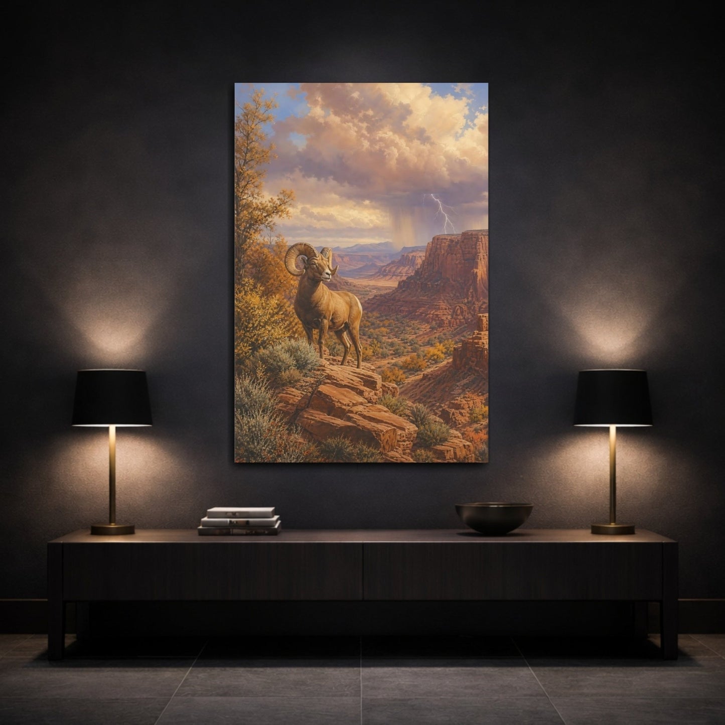 Antique Natural History Scene Painting Desert Canvas Wall Art Print – Realistic Living Room, Large - YesArtYes