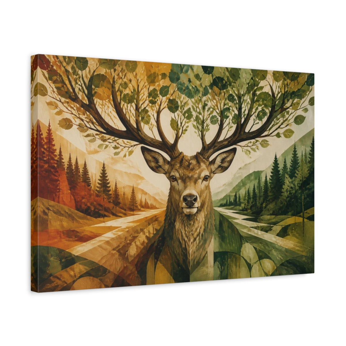 Side Mockup 3. Antler Forest Illusion shown as canvas print