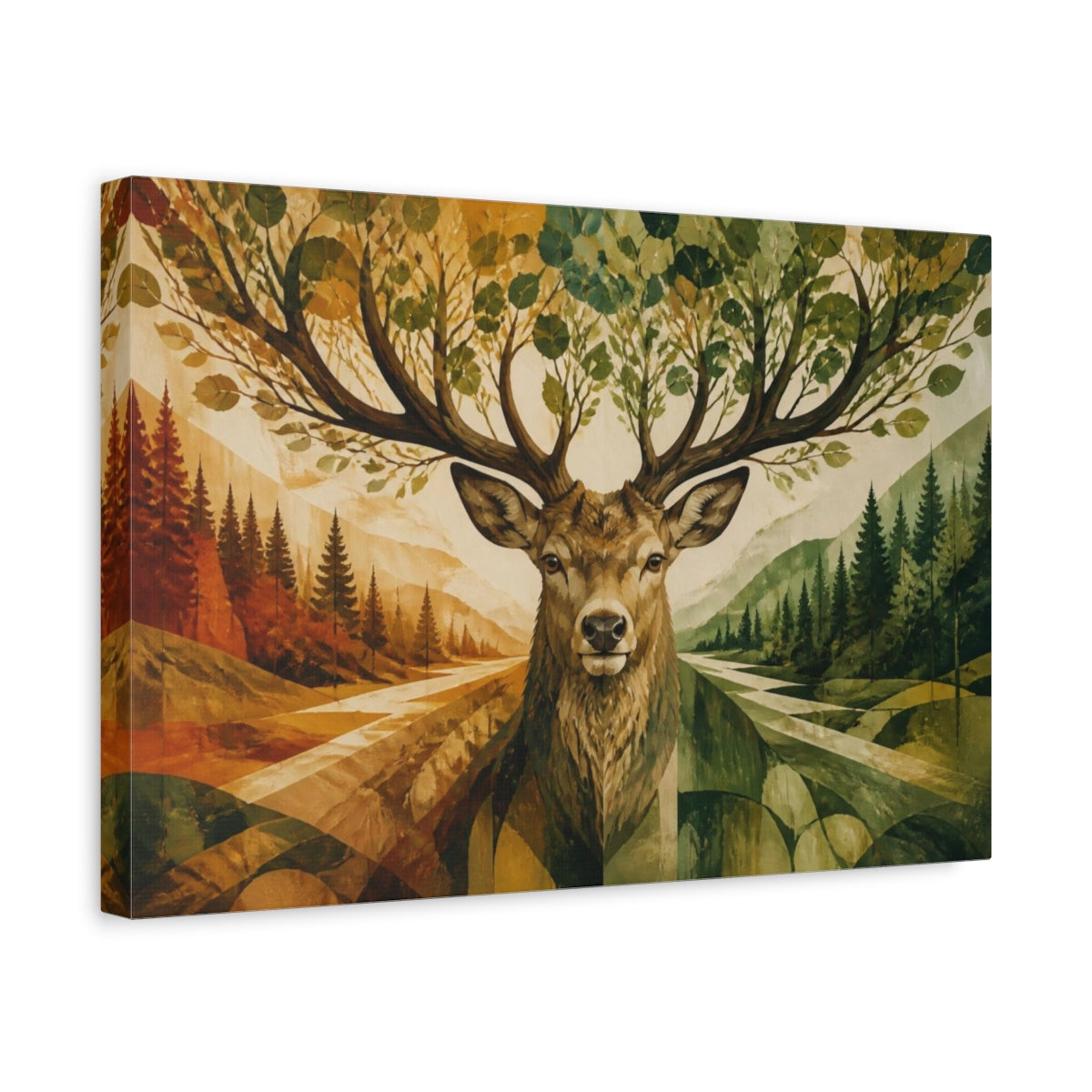 Side Mockup 4. Antler Forest Illusion shown as canvas print