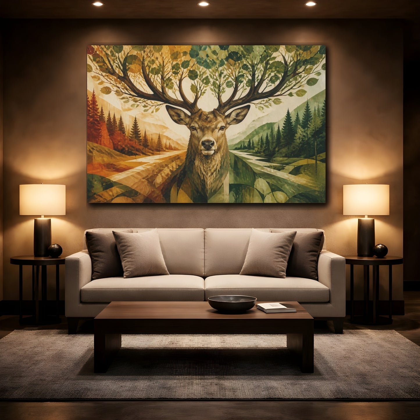 Mockup 2. Antler Forest Illusion shown as canvas print