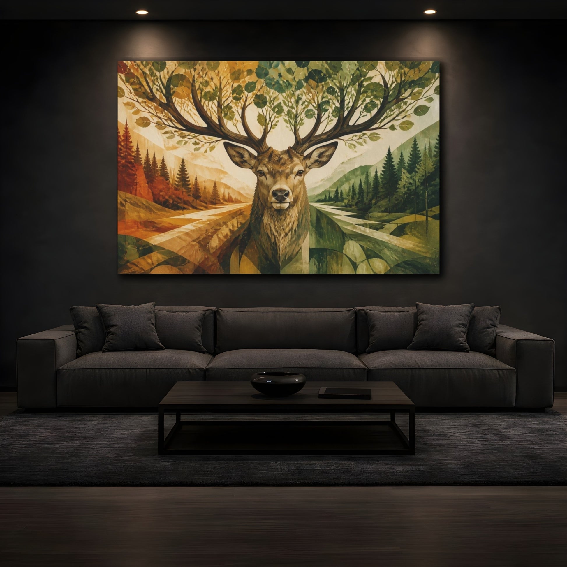 Mockup 3. Antler Forest Illusion shown as canvas print