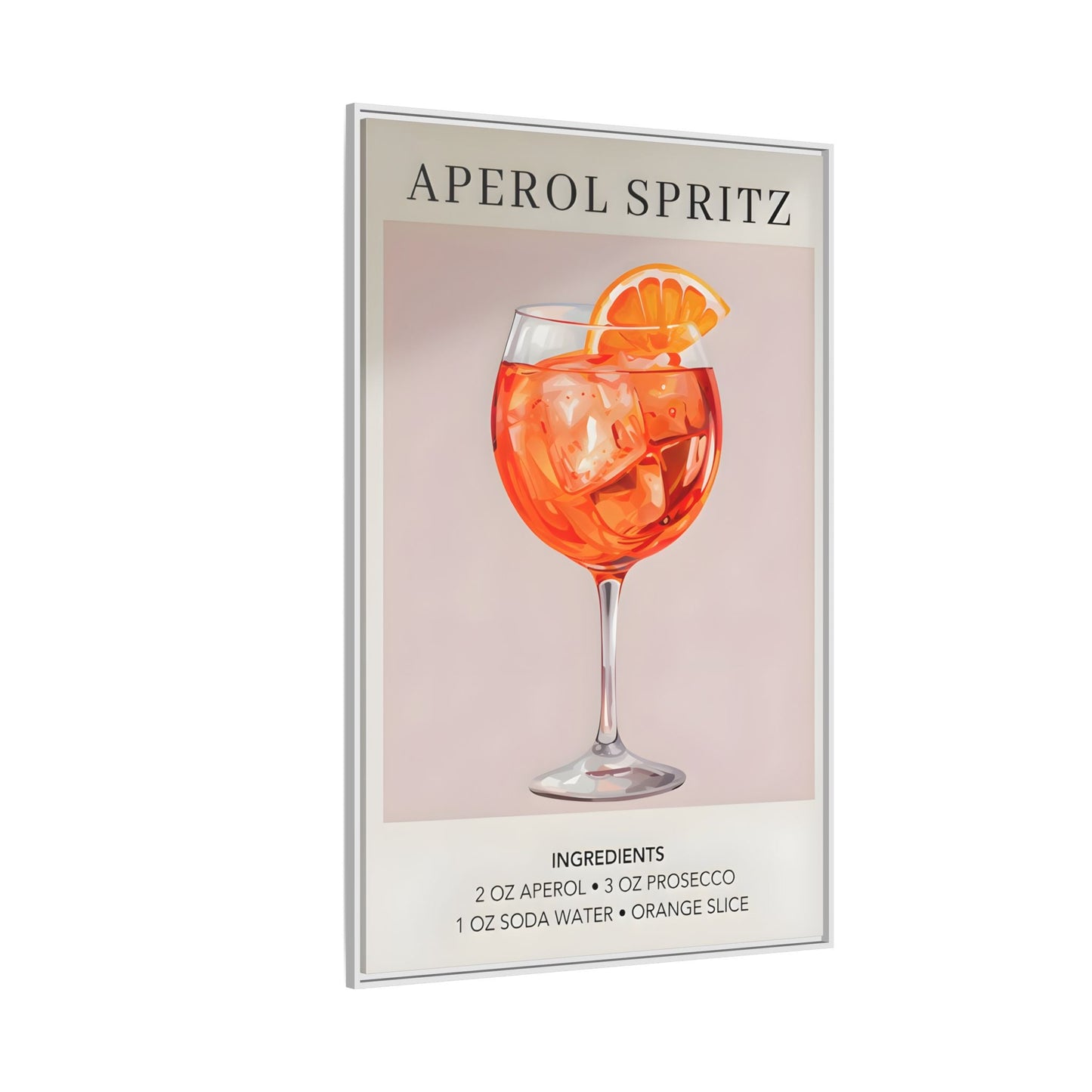 Aperol Spritz Recipe Framed Canvas Print - Large Cocktail Bar Wall Art - YesArtYes