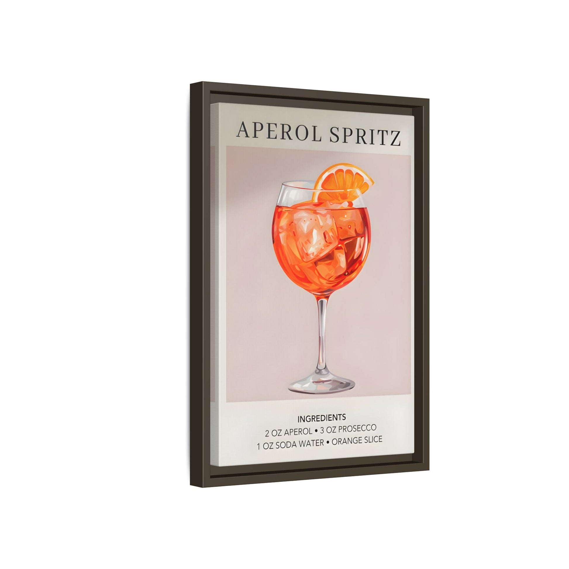 Aperol Spritz Recipe Framed Canvas Print - Large Cocktail Bar Wall Art - YesArtYes