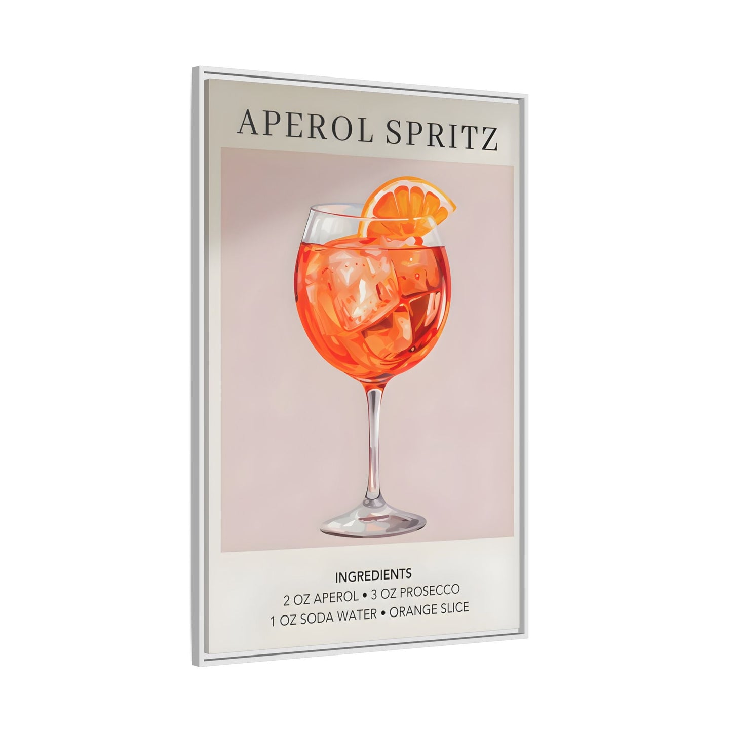 Aperol Spritz Recipe Framed Canvas Print - Large Cocktail Bar Wall Art - YesArtYes