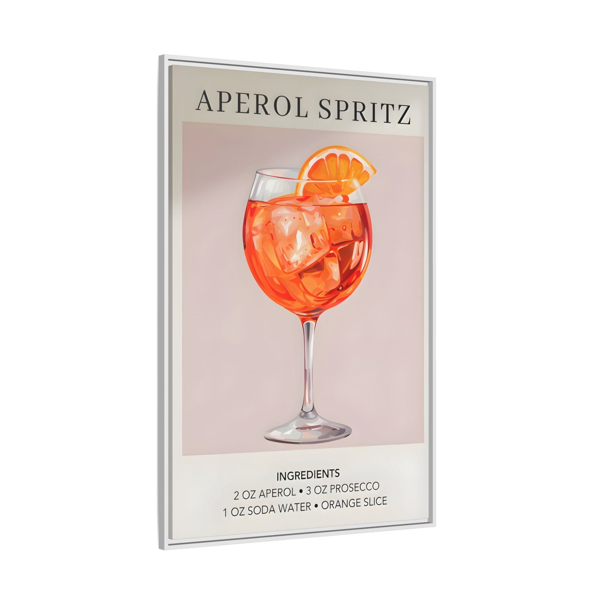 Aperol Spritz Recipe Framed Canvas Print - Large Cocktail Bar Wall Art - YesArtYes