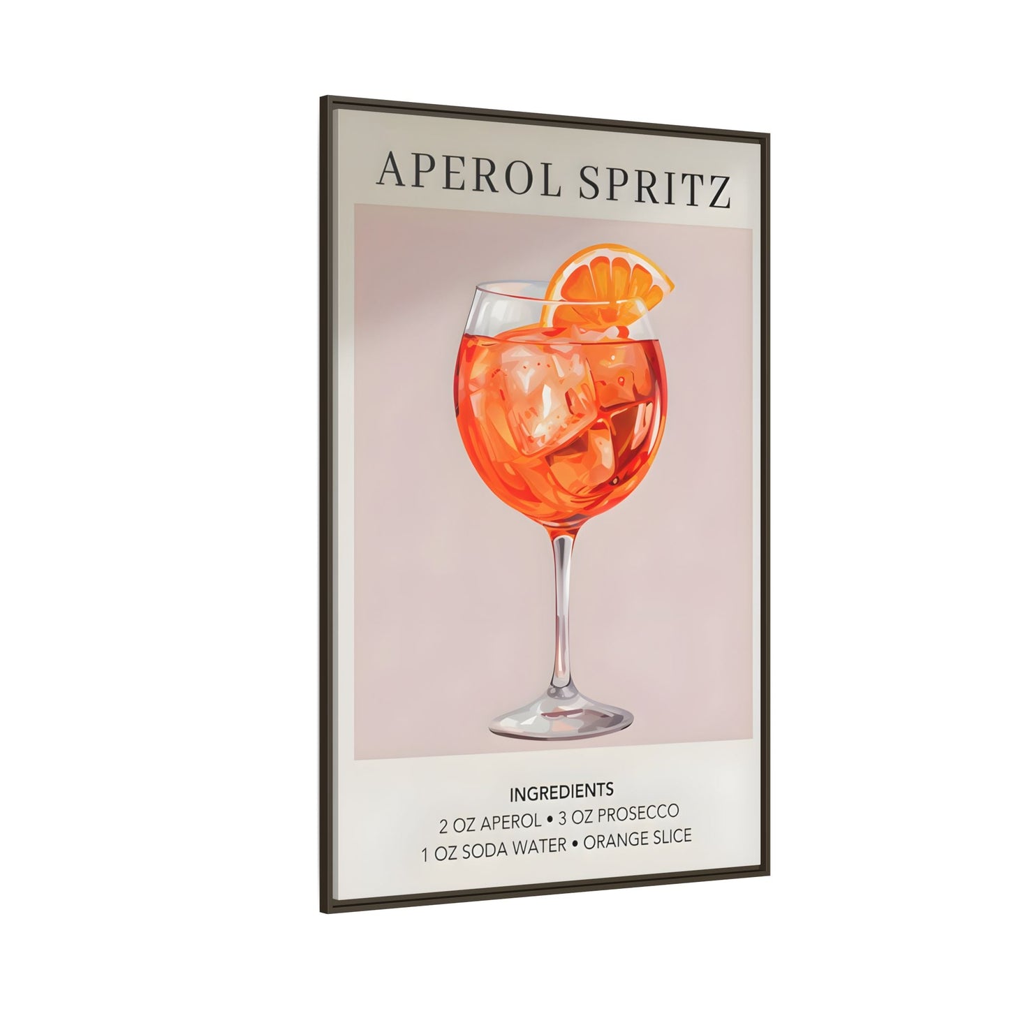 Aperol Spritz Recipe Framed Canvas Print - Large Cocktail Bar Wall Art - YesArtYes