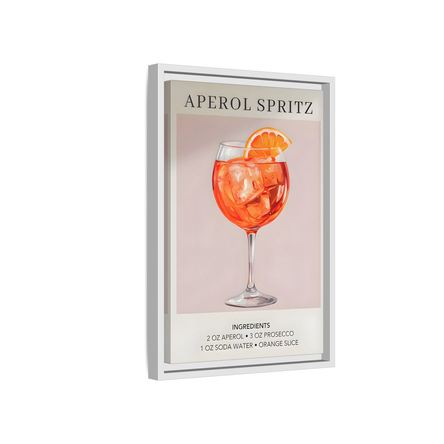 Aperol Spritz Recipe Framed Canvas Print - Large Cocktail Bar Wall Art - YesArtYes