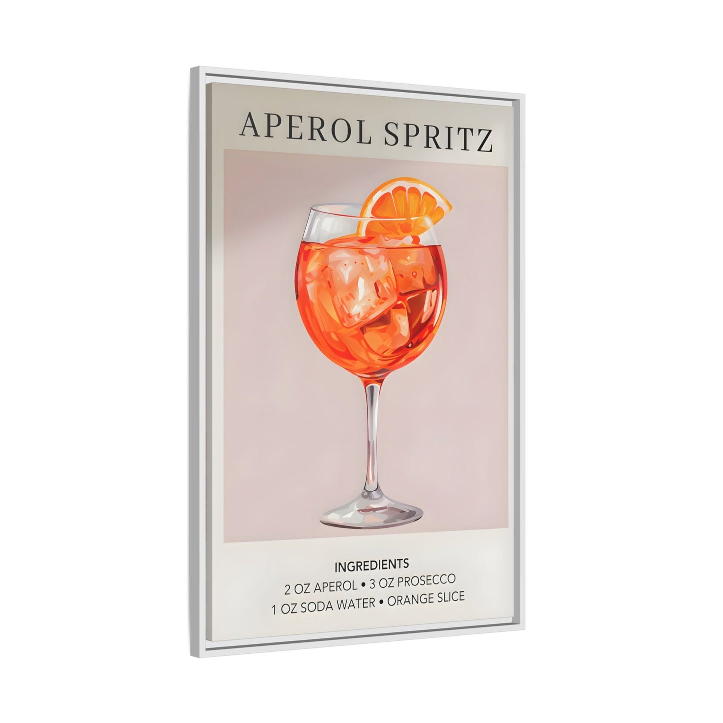 Aperol Spritz Recipe Framed Canvas Print - Large Cocktail Bar Wall Art - YesArtYes