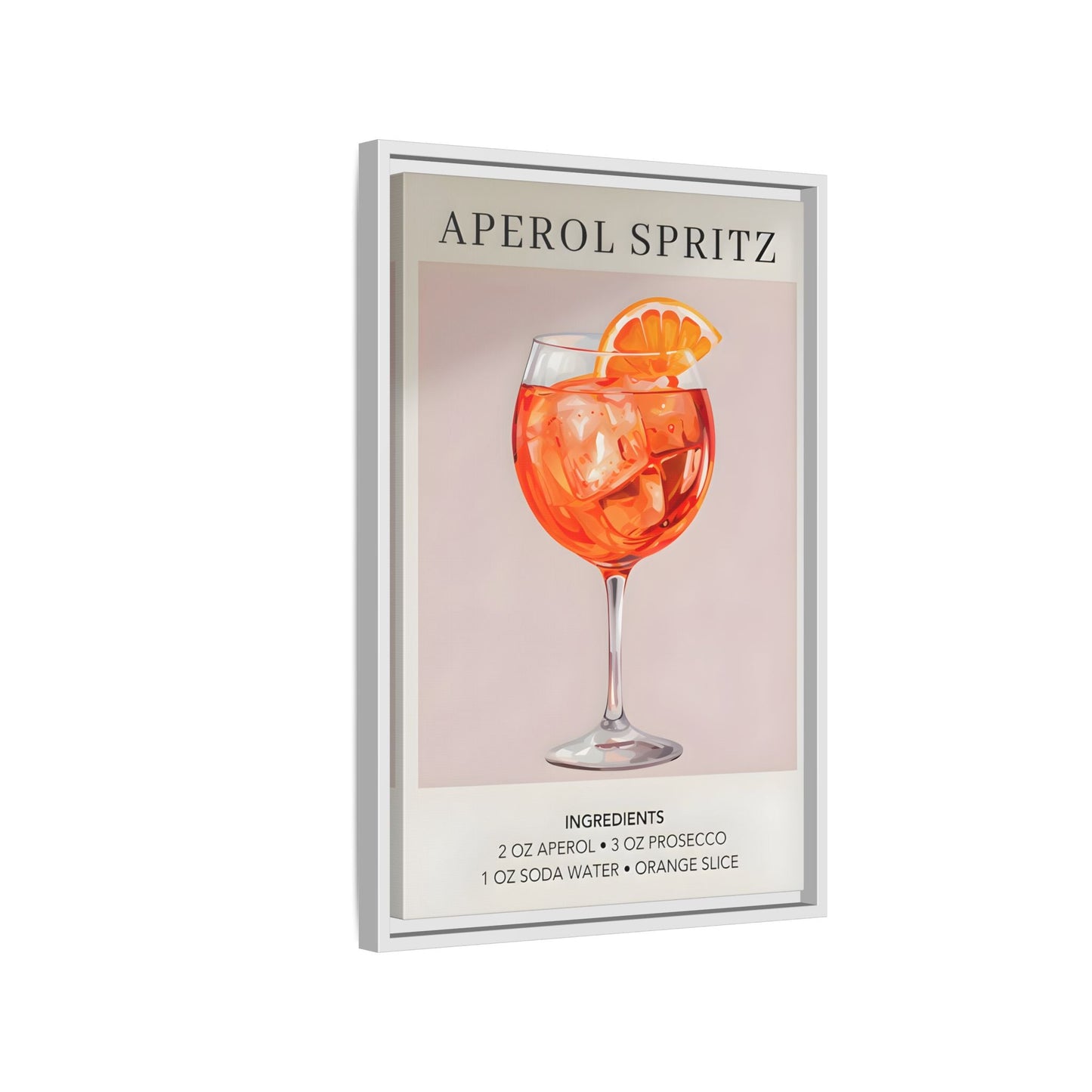 Aperol Spritz Recipe Framed Canvas Print - Large Cocktail Bar Wall Art - YesArtYes