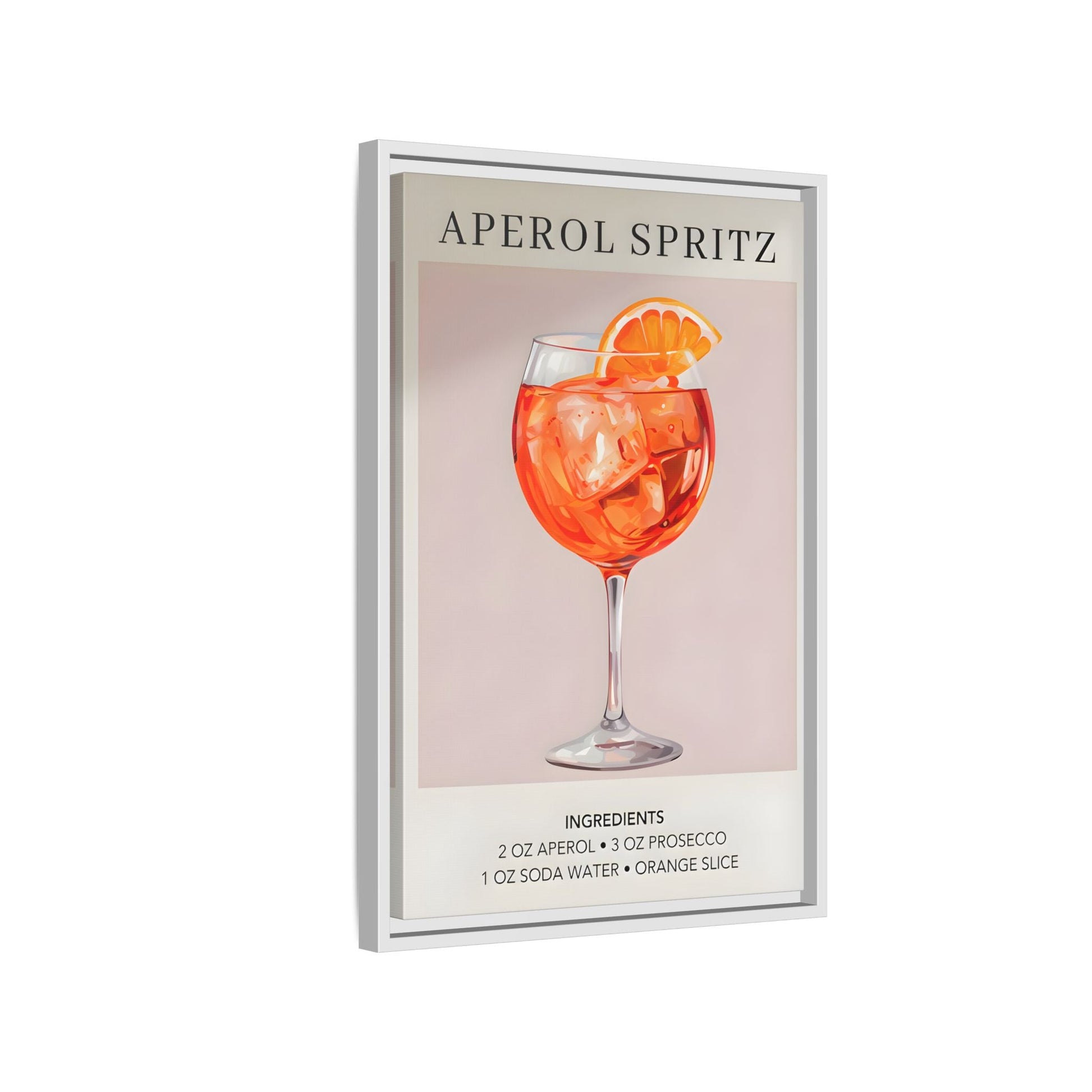 Aperol Spritz Recipe Framed Canvas Print - Large Cocktail Bar Wall Art - YesArtYes