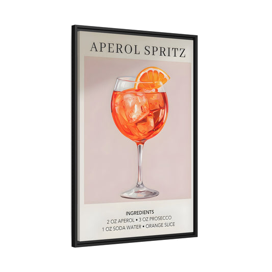 Aperol Spritz Recipe Framed Canvas Print - Large Cocktail Bar Wall Art - YesArtYes