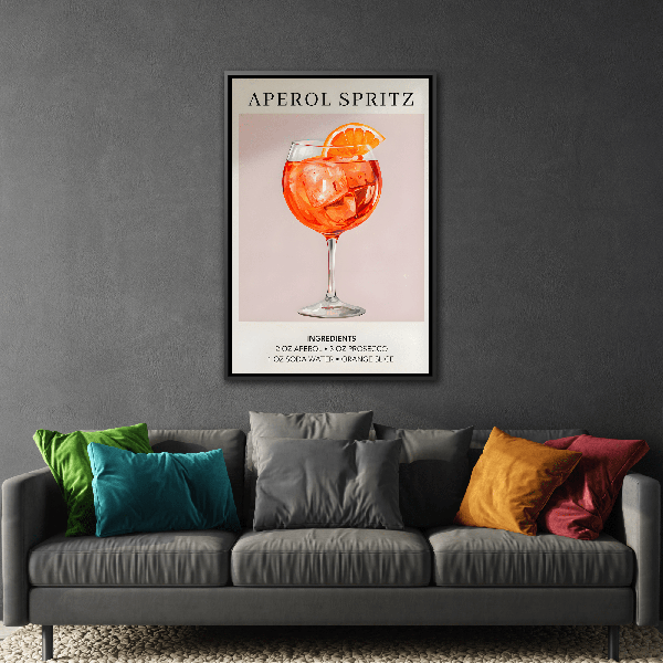 Aperol Spritz Recipe Framed Canvas Print - Large Cocktail Bar Wall Art - YesArtYes