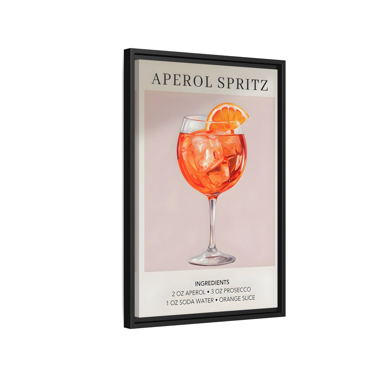 Aperol Spritz Recipe Framed Canvas Print - Large Cocktail Bar Wall Art - YesArtYes