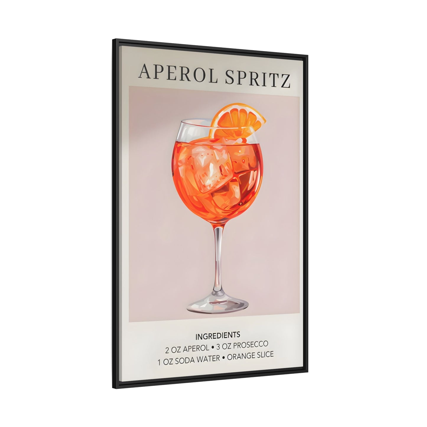 Aperol Spritz Recipe Framed Canvas Print - Large Cocktail Bar Wall Art - YesArtYes