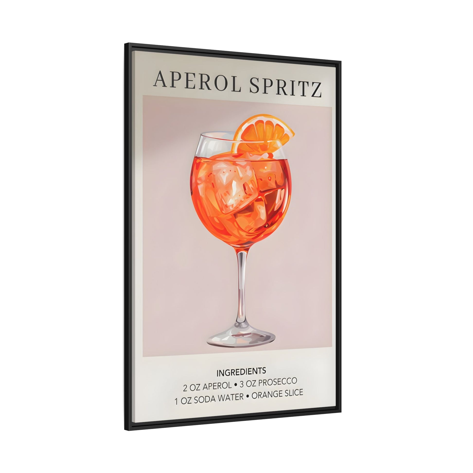 Aperol Spritz Recipe Framed Canvas Print - Large Cocktail Bar Wall Art - YesArtYes
