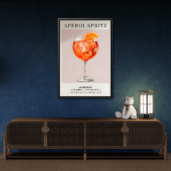 Aperol Spritz Recipe Framed Canvas Print - Large Cocktail Bar Wall Art - YesArtYes