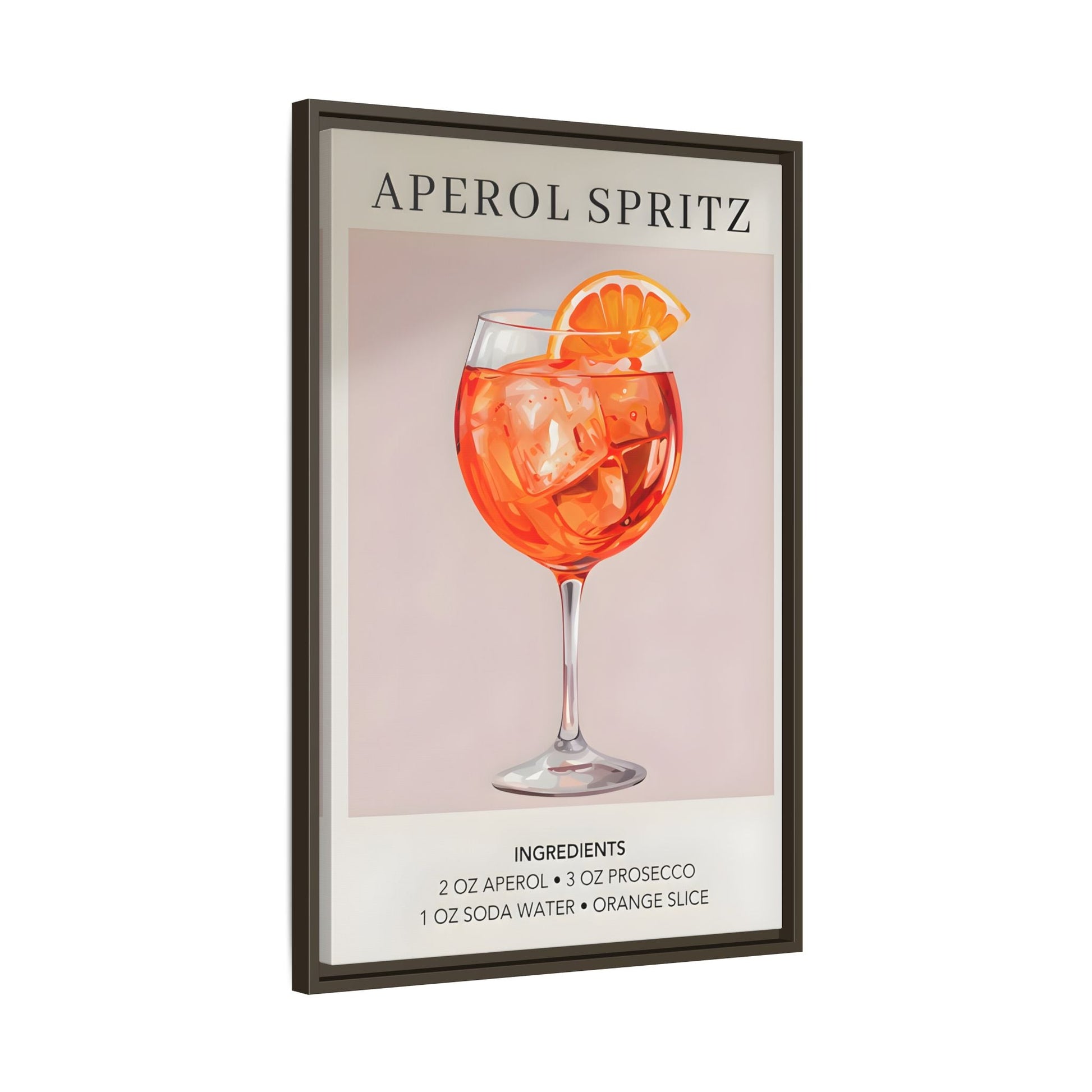 Aperol Spritz Recipe Framed Canvas Print - Large Cocktail Bar Wall Art - YesArtYes