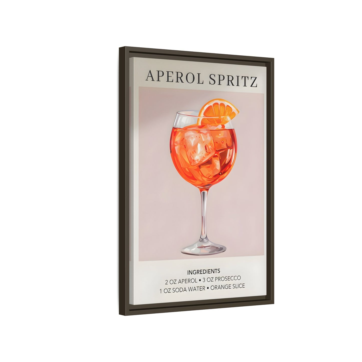 Aperol Spritz Recipe Framed Canvas Print - Large Cocktail Bar Wall Art - YesArtYes