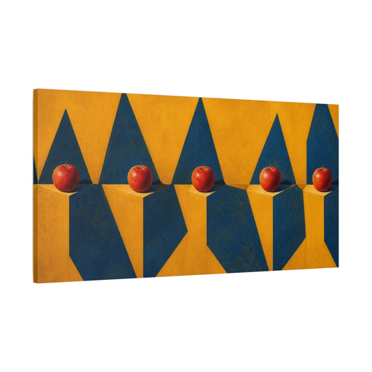 Main Mockup. Apples On Blue Peaks shown as canvas print