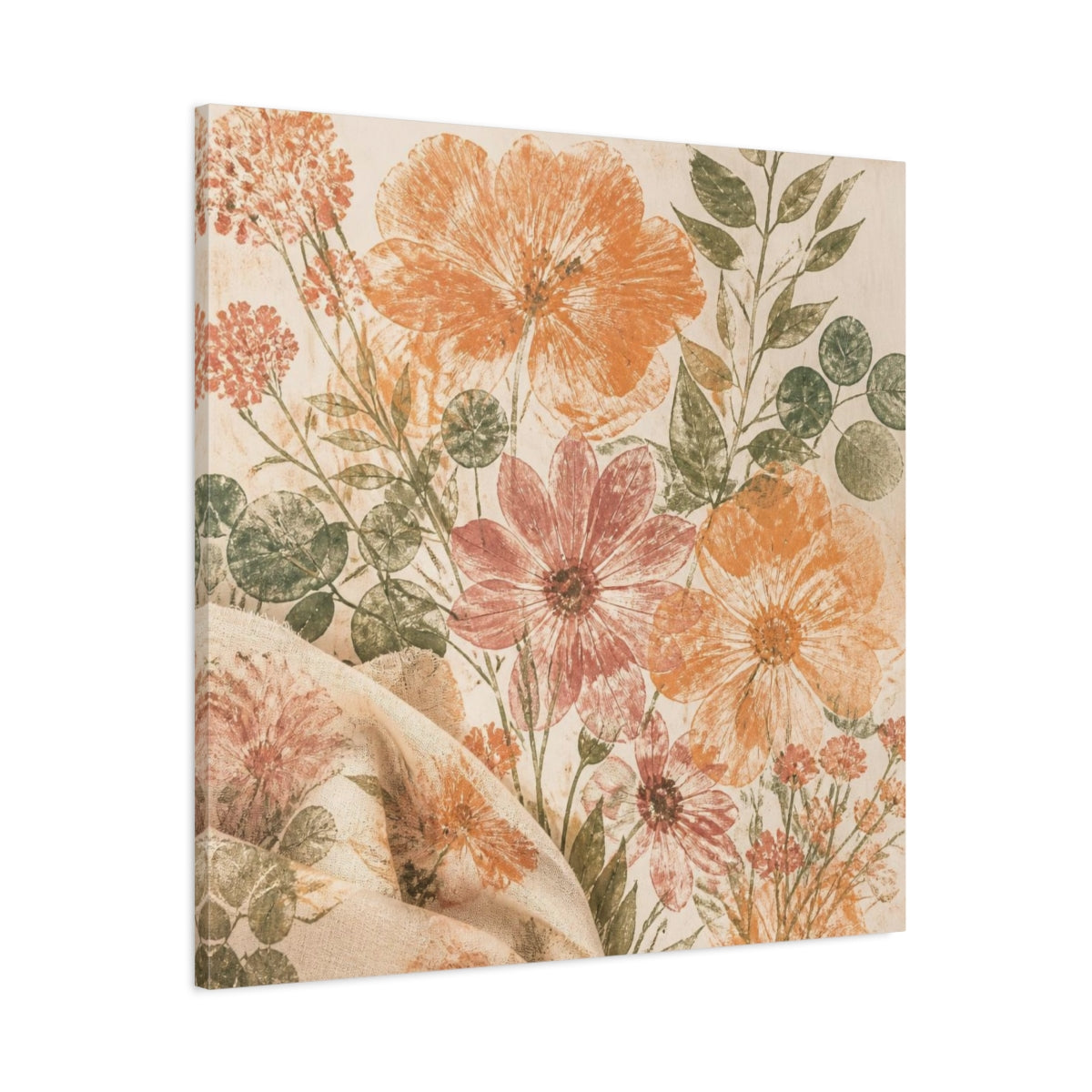 Main Mockup. Apricot & Dusty Pink Bouquet shown as canvas print
