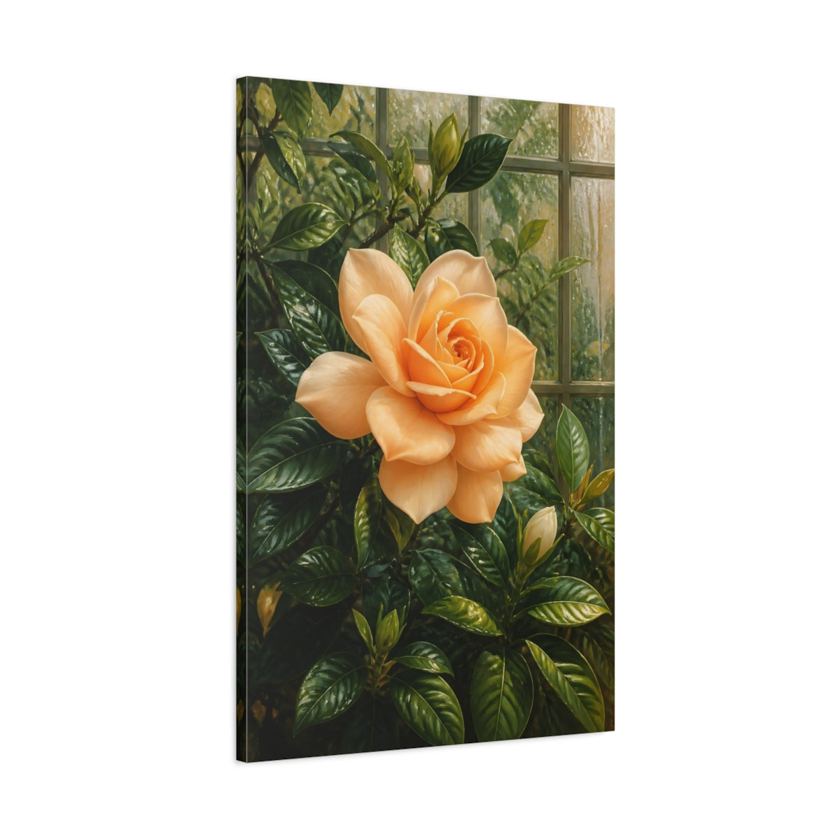 Main Mockup. Apricot Bloom Flowers shown as canvas print
