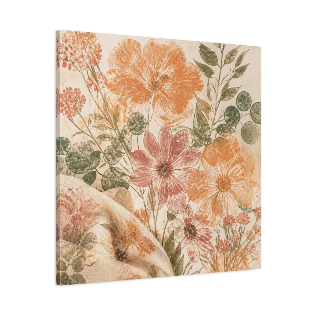 Apricot & Dusty Pink Bouquet Canvas Print – Living Room, Above Fireplace, Eucalyptus - YesArtYes