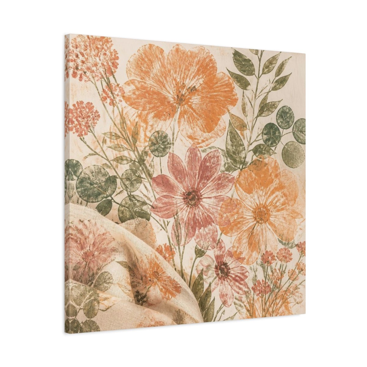 Apricot & Dusty Pink Bouquet Canvas Print – Living Room, Above Fireplace, Eucalyptus - YesArtYes