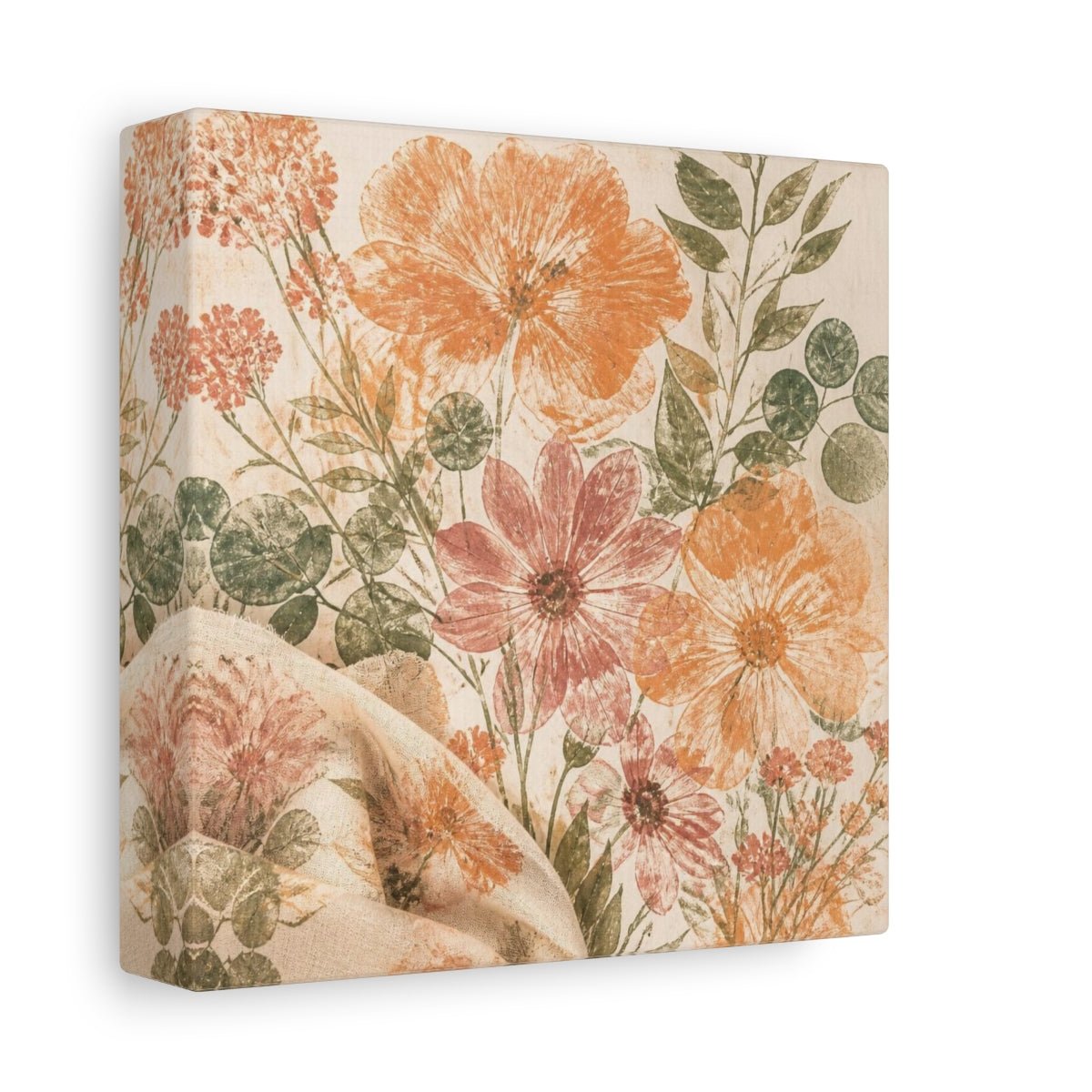 Apricot & Dusty Pink Bouquet Canvas Print – Living Room, Above Fireplace, Eucalyptus - YesArtYes