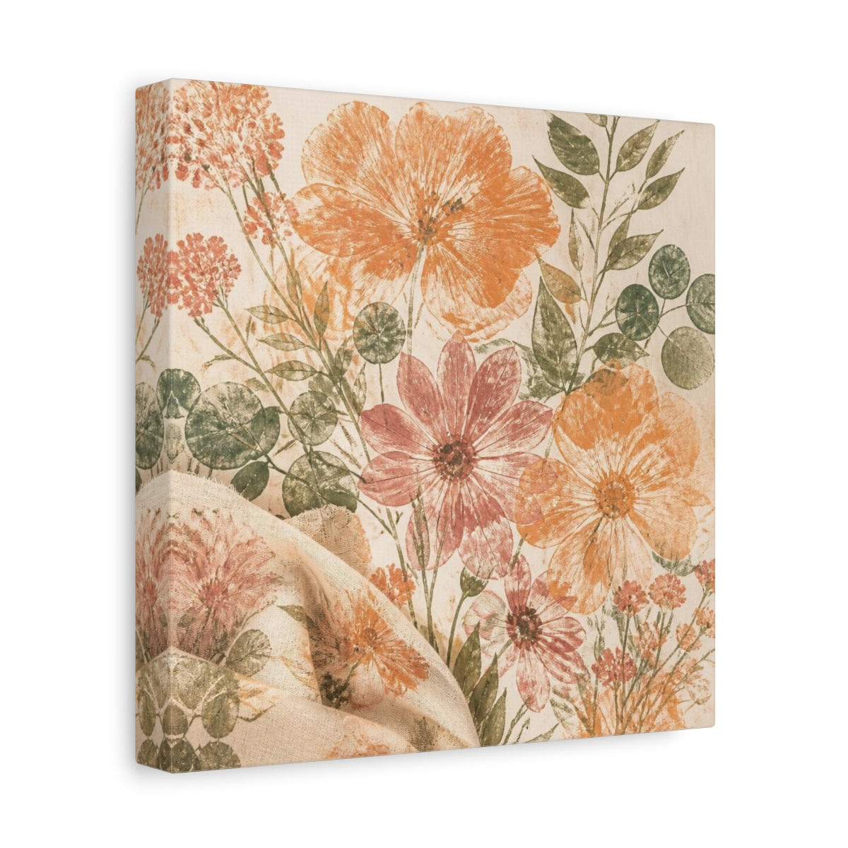 Side Mockup 9. Apricot & Dusty Pink Bouquet shown as canvas print