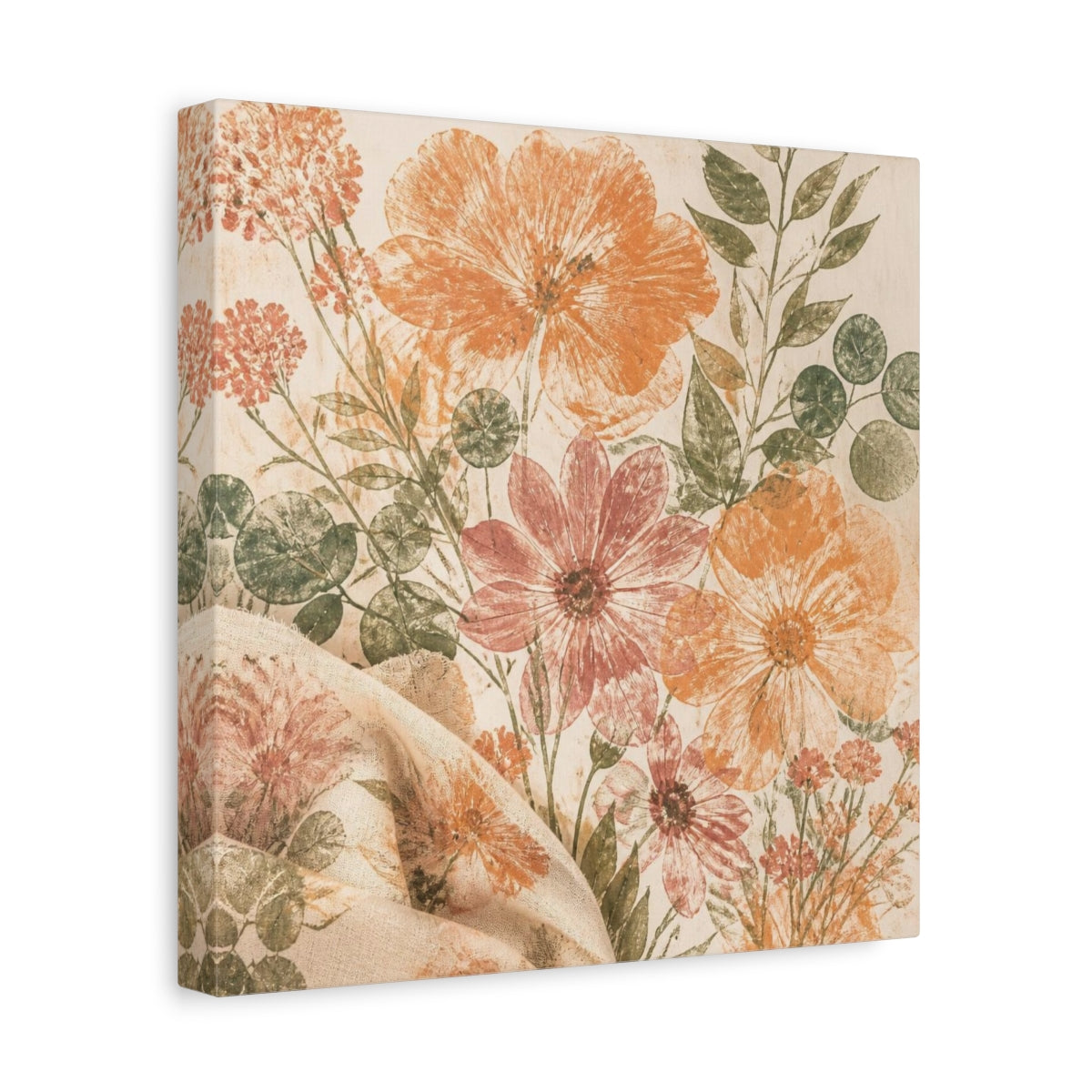 Side Mockup 8. Apricot & Dusty Pink Bouquet shown as canvas print