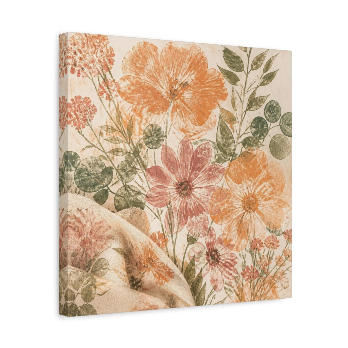 Side Mockup 6. Apricot & Dusty Pink Bouquet shown as canvas print