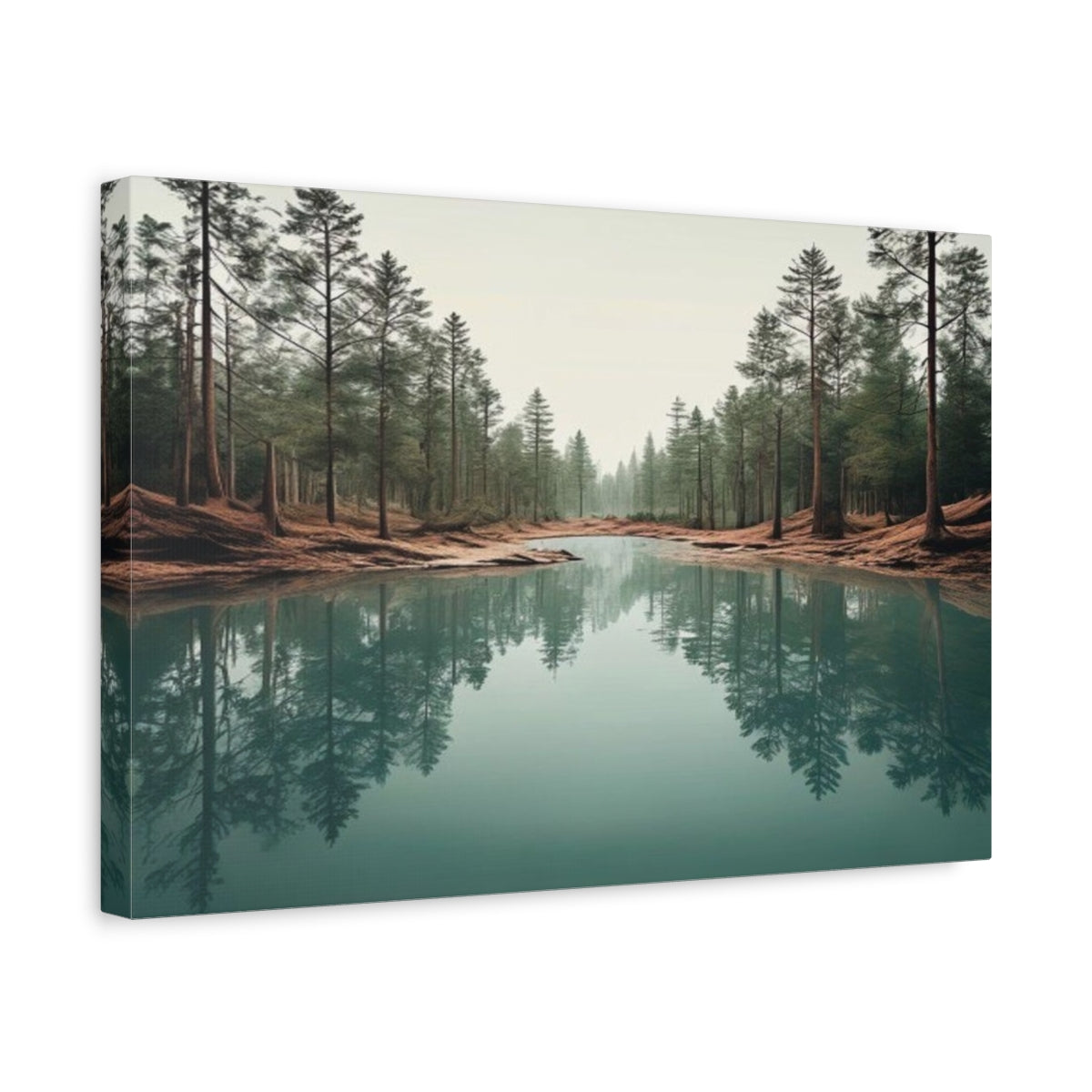 Side Mockup 4. Aquamarine Forest Reflection shown as canvas print