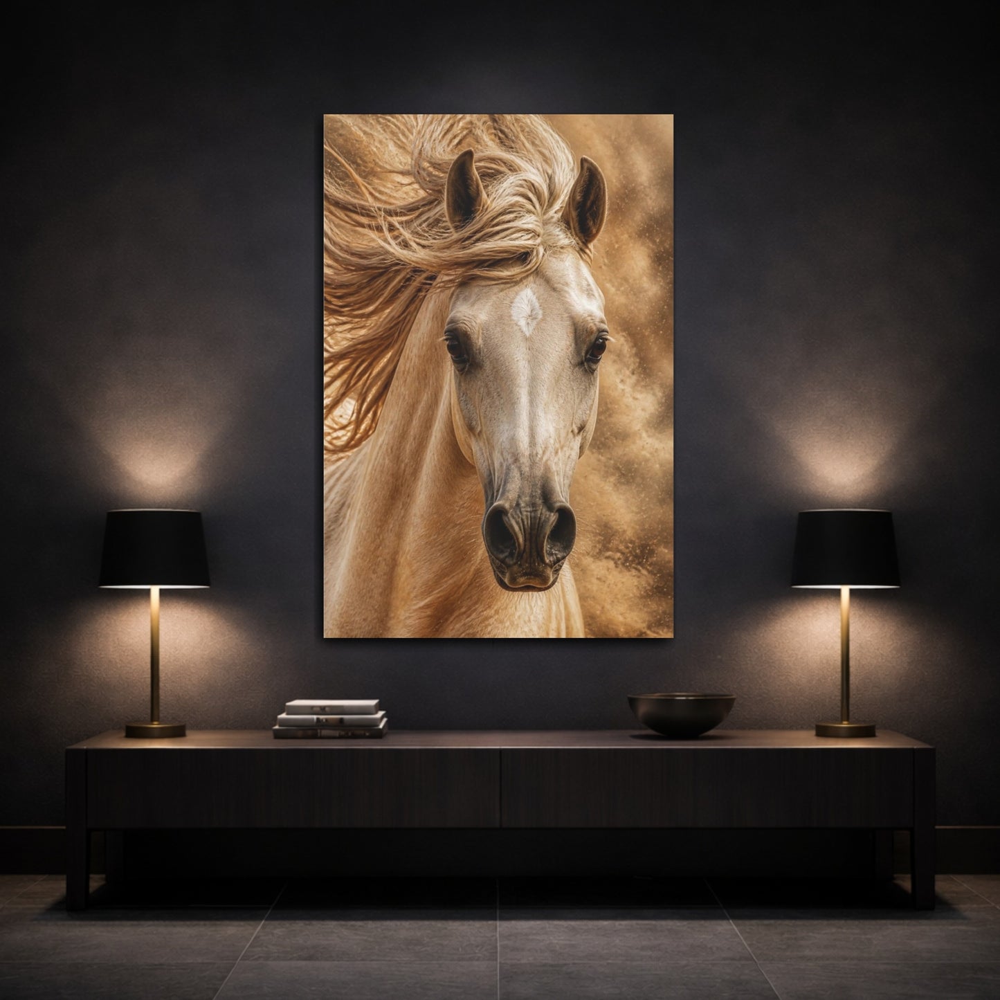 Mockup 3. Arabian Horse Desert Animals shown as canvas print