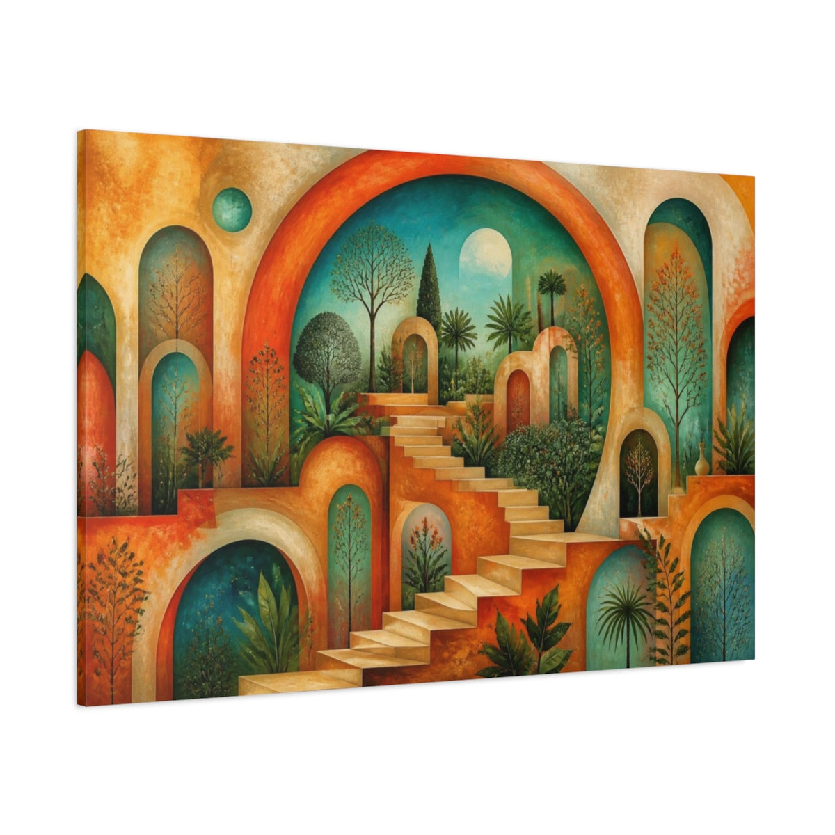 Side Mockup 1. Arched Garden Illusion shown as canvas print