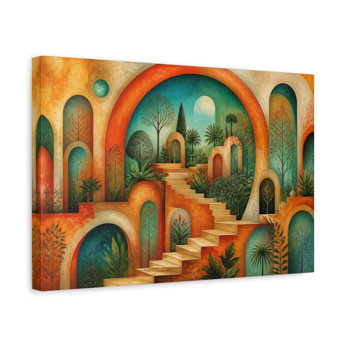 Side Mockup 4. Arched Garden Illusion shown as canvas print