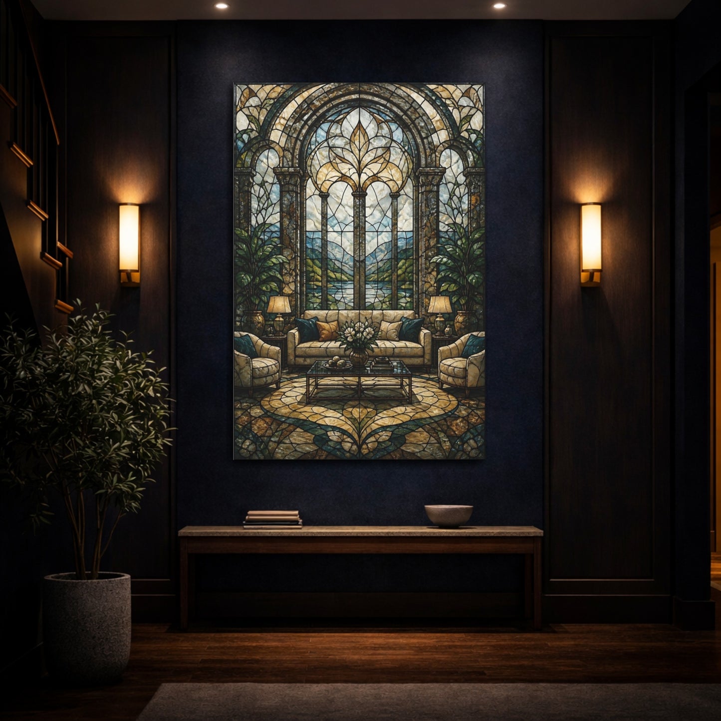 Mockup 4. Arched Stained Glass Window shown as canvas print
