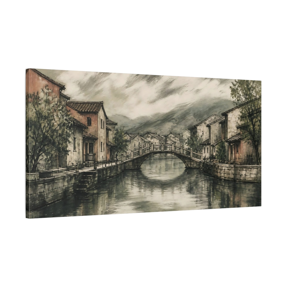 Main Mockup. Arched Stone Bridge shown as canvas print