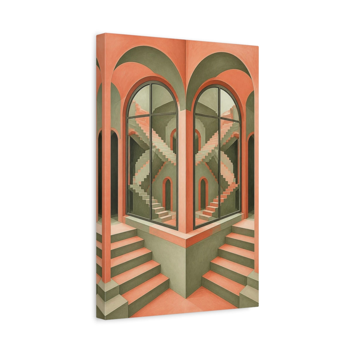 Side Mockup 4. Arched Window Illusion shown as canvas print