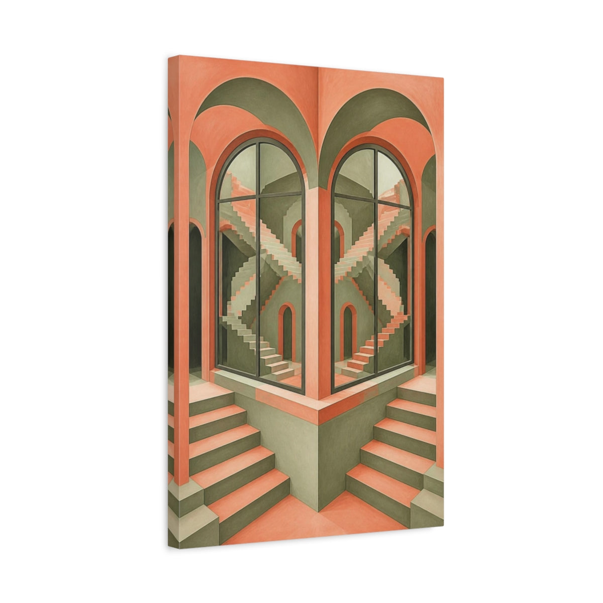 Side Mockup 3. Arched Window Illusion shown as canvas print