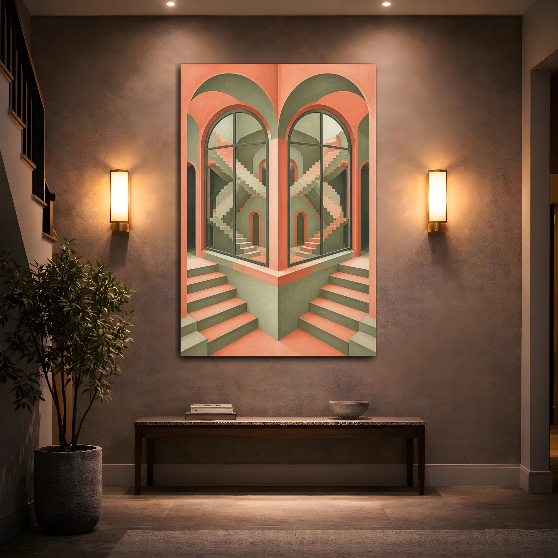 Mockup 2. Arched Window Illusion shown as canvas print