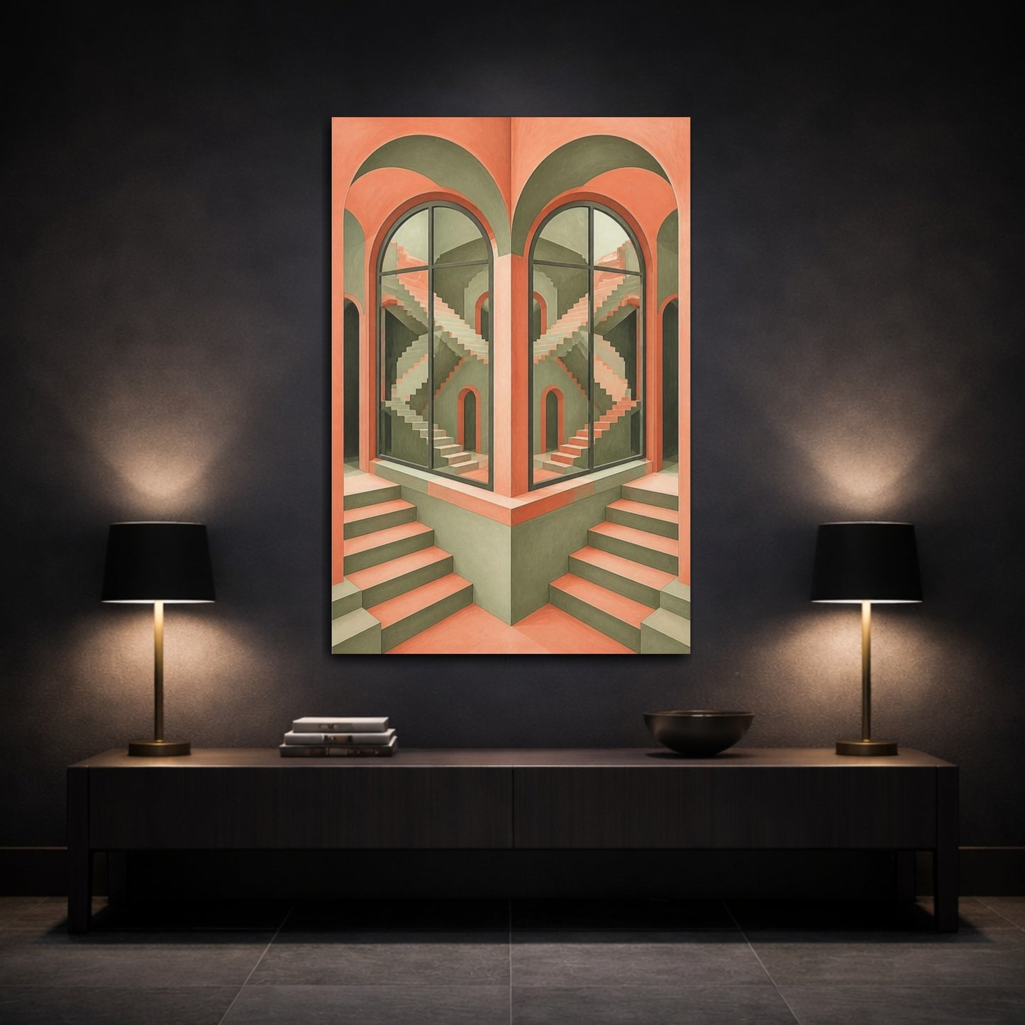 Mockup 3. Arched Window Illusion shown as canvas print
